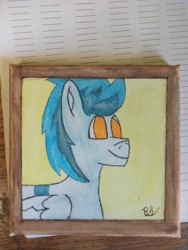 Size: 4608x3456 | Tagged: safe, artist:acid flask, oc, oc only, oc:film wheel, pegasus, pony, 2d, looking forward, male, painted, painting, pegasus oc, smiling, stallion, traditional art, watercolor painting, zebra stripes