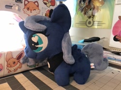 Size: 1080x809 | Tagged: safe, artist:emberfallplush, princess luna, alicorn, pony, g4, chibi, female, filly, filly luna, foal, horn, irl, peytral, photo, plushie, solo, spread wings, wings, woona, younger