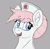 Size: 709x699 | Tagged: safe, artist:reddthebat, nurse redheart, earth pony, pony, g4, bust, ear fluff, female, gray background, hat, mare, nurse hat, open mouth, open smile, simple background, smiling, solo, sternocleidomastoid