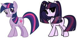 Size: 3175x1591 | Tagged: safe, artist:cutiesparke, edit, editor:cutiesparke, twilight sparkle, pony, unicorn, g4, alternate design, alternate hairstyle, alternate universe, choker, female, horn, horn jewelry, jewelry, pigtails, short tail, simple background, style emulation, tail, transparent background, twintails, unicorn twilight