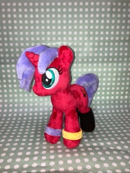 Size: 960x1280 | Tagged: safe, artist:melodisde, oc, oc only, pony, unicorn, commission, female, happy, horn, irl, mare, photo, plushie, smiling, solo, wristband