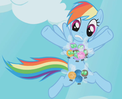 Size: 492x401 | Tagged: safe, screencap, rainbow dash, parasprite, pegasus, pony, g4, season 1, swarm of the century, clothes, cropped, female, innuendo, mare, out of context, parasprite bikini, solo, underwear