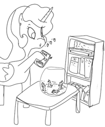 Size: 412x500 | Tagged: safe, artist:php162, princess celestia, pony, g4, monochrome, tiny, tiny ponies