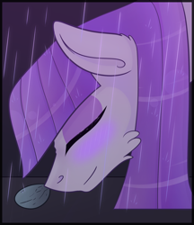 Size: 1770x2050 | Tagged: safe, artist:scarletextreme, boulder (g4), maud pie, earth pony, pony, g4, blushing, bust, eyes closed, female, mare, portrait, rain, rock, smiling, snoot