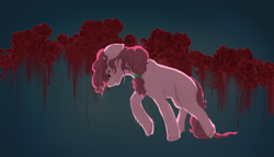 Size: 980x562 | Tagged: safe, artist:falling-stars-1, pinkie pie, earth pony, pony, g4, blood, depressed, female, flower, mare, rose, solo