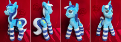 Size: 4269x1505 | Tagged: safe, artist:lnz, artist:lnz14, artist:lnz_01, artist:lnzz, minuette, pony, unicorn, g4, butt, clothes, commission, customized toy, female, irl, mare, panties, photo, plot, plushie, socks, solo, striped socks, toy, underwear