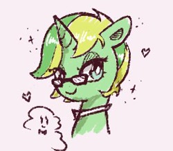 Size: 262x228 | Tagged: safe, artist:fipoki, oc, oc only, pony, unicorn, glasses, heart, lidded eyes, looking at you, smiling, solo