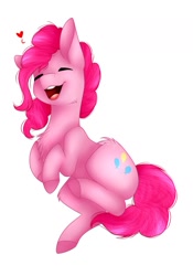 Size: 1111x1585 | Tagged: safe, artist:midnightmagic15, pinkie pie, earth pony, pony, g4, chest fluff, eyes closed, happy, heart, open mouth, open smile, smiling, solo