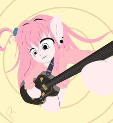 Size: 1080x1180 | Tagged: safe, artist:reinbou, earth pony, pony, 1957 les paul custom reissue, anime, bocchi the rock!, electric guitar, guitar, hitori gotoh, les paul, musical instrument, ponified, simple background, solo