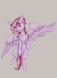 Size: 1191x1627 | Tagged: safe, artist:midnightmagic15, oc, oc only, pegasus, pony, chest fluff, flying, looking at you, solo, spread wings, wings