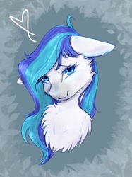 Size: 1218x1627 | Tagged: safe, artist:midnightmagic15, oc, oc only, pony, bust, chest fluff, floppy ears, heart, looking at you, smiling, solo