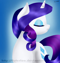 Size: 1280x1353 | Tagged: safe, artist:fluterloo, rarity, pony, unicorn, g4, eyes closed, female, gradient mane, gradient tail, mare, simple background, solo, tail, turned head