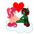 Size: 600x600 | Tagged: safe, artist:fluterloo, oc, oc only, pegasus, pony, cloud, colored, duo, flat colors, heart, hearts and hooves day, holding hooves, looking at each other, looking at someone, sitting