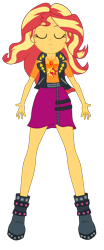 Size: 1900x4564 | Tagged: safe, artist:gmaplay, sunset shimmer, human, cheer you on, equestria girls, g4, my little pony equestria girls: better together, arms spread out, boots, clothes, cutie mark on clothes, eyes closed, geode of empathy, jewelry, leather, leather vest, magical geodes, necklace, shoes, shoulderless shirt, simple background, skirt, solo, spikes, transformation, transparent background, vest