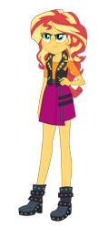 Size: 1900x4378 | Tagged: safe, artist:gmaplay, sunset shimmer, human, equestria girls, g4, my little pony equestria girls: better together, adorkable, cute, dork, female, i'm not cute, shimmerbetes, simple background, solo, sunset shimmer is not amused, transparent background, unamused