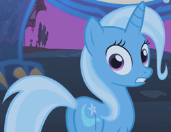 Size: 763x585 | Tagged: safe, screencap, trixie, bear, pony, unicorn, ursa, ursa minor, boast busters, g4, season 1, butt, cropped, female, mare, plot, the great and powerful ass