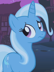 Size: 484x645 | Tagged: safe, screencap, trixie, pony, unicorn, boast busters, g4, season 1, cropped, cute, diatrixes, female, fraud, frown, mare, night, sad