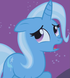 Size: 647x720 | Tagged: safe, screencap, trixie, pony, unicorn, boast busters, g4, season 1, cropped, cute, diatrixes, female, floppy ears, mare, night, sad, solo