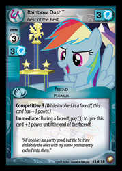Size: 344x480 | Tagged: safe, enterplay, rainbow dash, pegasus, pony, castle sweet castle, equestrian odysseys, g4, my little pony collectible card game, ccg, merchandise, solo, trophy