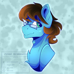 Size: 3500x3500 | Tagged: safe, artist:_candypone_, oc, oc only, oc:modular, pony, bust, chest fluff, eyebrows, eyebrows visible through hair, glasses, high res, looking at you, solo, wavy mouth