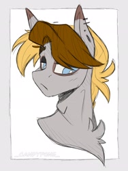 Size: 1536x2048 | Tagged: safe, artist:_candypone_, oc, oc only, pony, chest fluff, ear piercing, earring, hair over one eye, jewelry, lidded eyes, piercing, sketch, solo