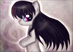 Size: 800x571 | Tagged: safe, artist:noah-nyan, octavia melody, earth pony, pony, g4, female, looking at you, mare, side view, simple background, solo, standing