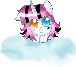 Size: 516x455 | Tagged: safe, artist:noah-nyan, oc, oc only, pony, unicorn, bust, female, heterochromia, looking at you, mare, multicolored hair, portrait, simple background, solo, transparent background