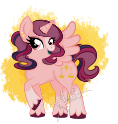 Size: 1024x1081 | Tagged: safe, artist:gummysharkcircsu, oc, alicorn, pony, alicorn oc, female, horn, mare, simple background, solo, wings