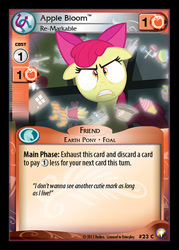 Size: 344x480 | Tagged: safe, enterplay, apple bloom, bloom & gloom, equestrian odysseys, g4, my little pony collectible card game, angry, ccg, merchandise