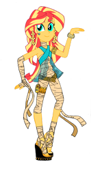 Size: 1024x1926 | Tagged: safe, artist:renthegodofhumor, sunset shimmer, human, equestria girls, g4, bandage, cleo de nile, clothes, cosplay, costume, female, monster high, simple background, transparent background