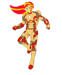 Size: 1024x1249 | Tagged: safe, artist:renthegodofhumor, sunset shimmer, human, equestria girls, g4, clothes, cosplay, costume, female, iron man, marvel, simple background, transparent background