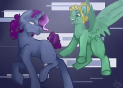 Size: 1280x915 | Tagged: safe, artist:sallybatbrigade, oc, oc only, pegasus, pony, unicorn