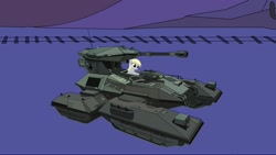 Size: 1600x900 | Tagged: safe, artist:anxiouspon, derpy hooves, pegasus, pony, g4, halo (series), scorpion tank, tank (vehicle)