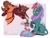 Size: 2048x1536 | Tagged: safe, artist:_candypone_, oc, oc only, bat pony, kirin, pony, bottle, cooking, fire, flying, glowing, glowing horn, horn, levitation, lidded eyes, magic, mundane utility, nirik fire, pot, smiling, spread wings, telekinesis, wine bottle, wings