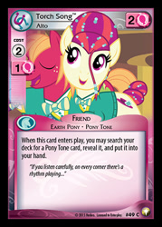 Size: 344x480 | Tagged: safe, enterplay, big macintosh, torch song, earth pony, pony, equestrian odysseys, filli vanilli, g4, my little pony collectible card game, ccg, female, mare, merchandise, singing