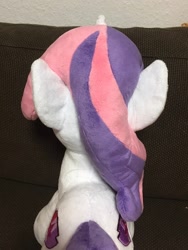 Size: 1538x2048 | Tagged: safe, artist:rtryart, sweetie belle, pony, unicorn, g4, female, horn, irl, photo, plushie, smiling, solo, standing