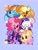 Size: 1536x2048 | Tagged: safe, artist:yun_nhee, applejack, fluttershy, pinkie pie, rainbow dash, rarity, twilight sparkle, oc, oc only, earth pony, pegasus, pony, unicorn, g4, group, mane six, purple background, simple background