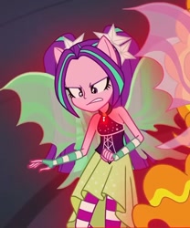 Size: 720x867 | Tagged: safe, screencap, aria blaze, equestria girls, g4, my little pony equestria girls: rainbow rocks, bare shoulders, clothes, dress, female, sleeveless, solo