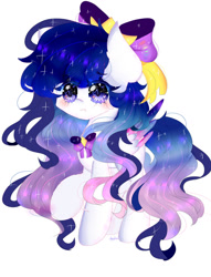 Size: 781x1023 | Tagged: safe, artist:magicangelstarartist, oc, oc only, oc:angelili, pegasus, pony, bow, ethereal mane, female, mare, multicolored hair, simple background, solo, starry mane