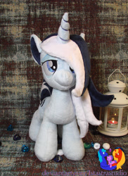 Size: 2050x2811 | Tagged: safe, artist:1stastrastudio, oc, oc only, pony, unicorn, bags under eyes, commission, female, high res, horn, irl, mare, photo, plushie, solo, standing