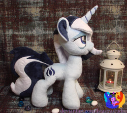 Size: 2586x2304 | Tagged: safe, artist:1stastrastudio, oc, oc only, pony, unicorn, bags under eyes, commission, female, high res, horn, irl, mare, photo, plushie, solo, standing