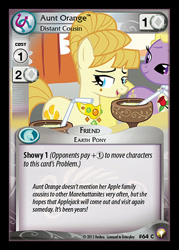 Size: 344x480 | Tagged: safe, enterplay, aunt orange, lyrica lilac, earth pony, pony, equestrian odysseys, g4, my little pony collectible card game, the cutie mark chronicles, ccg, drink, female, mare, merchandise, straw