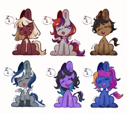 Size: 1280x1154 | Tagged: safe, artist:yun_nhee, oc, oc only, bat pony, earth pony, hippogriff, pegasus, pony, group, sleeping