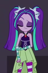 Size: 567x861 | Tagged: safe, screencap, aria blaze, human, equestria girls, g4, my little pony equestria girls: rainbow rocks, bare shoulders, clothes, dress, female, sleeveless, solo