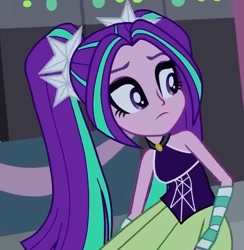 Size: 625x641 | Tagged: safe, screencap, aria blaze, human, equestria girls, g4, my little pony equestria girls: rainbow rocks, bare shoulders, clothes, dress, female, sleeveless, solo