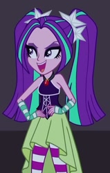 Size: 527x827 | Tagged: safe, screencap, aria blaze, human, equestria girls, g4, my little pony equestria girls: rainbow rocks, bare shoulders, clothes, dress, female, sleeveless, solo