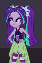 Size: 571x849 | Tagged: safe, screencap, aria blaze, human, equestria girls, g4, my little pony equestria girls: rainbow rocks, bare shoulders, clothes, dress, female, sleeveless, solo