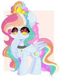 Size: 1024x1317 | Tagged: safe, artist:magicangelstarartist, oc, oc only, oc:aurora rainbow star, pegasus, pony, choker, female, mare, multicolored hair, raised hoof, solo