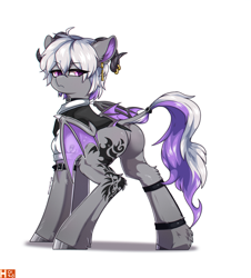 Size: 3800x4200 | Tagged: safe, artist:psychotium, oc, bat pony, clothes, horns, looking back, solo