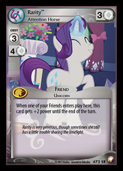 Size: 344x480 | Tagged: safe, enterplay, rarity, pony, unicorn, castle sweet castle, equestrian odysseys, g4, my little pony collectible card game, my little pony: friendship is magic, ccg, female, happy, horn, magic, mare, merchandise, solo